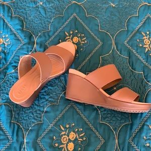 Crocs Wedge Sandals - Tan